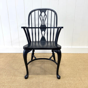 A Set of Six Antique Black Windsor Armchairs