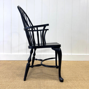 A Set of Six Antique Black Windsor Armchairs
