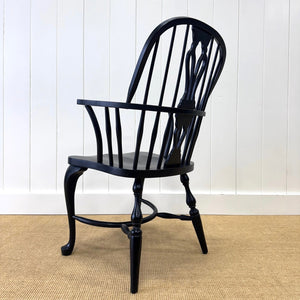 A Set of Six Antique Black Windsor Armchairs