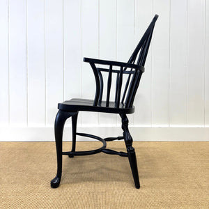 A Set of Six Antique Black Windsor Armchairs