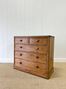 A Large English Pine Chest of Drawers Dresser on Bun Feet c1890