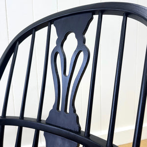A Set of Six Antique Black Windsor Armchairs