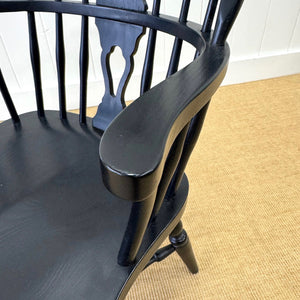 A Set of Six Antique Black Windsor Armchairs