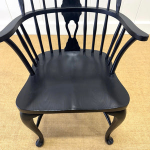A Set of Six Antique Black Windsor Armchairs