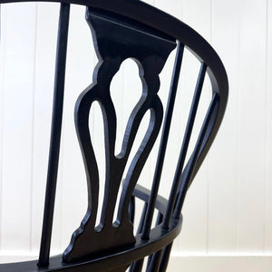 A Set of Six Antique Black Windsor Armchairs