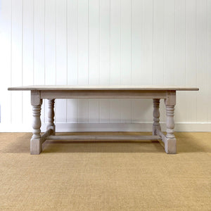 Antique English Bleached Country Oak 7ft Refectory Style Table