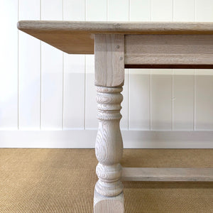 Antique English Bleached Country Oak 7ft Refectory Style Table