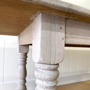 Antique English Bleached Country Oak 7ft Refectory Style Table