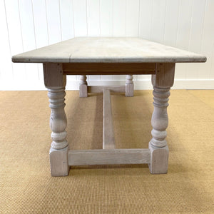 Antique English Bleached Country Oak 7ft Refectory Style Table