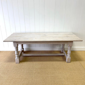 Antique English Bleached Country Oak 7ft Refectory Style Table