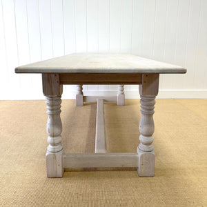 Antique English Bleached Country Oak 7ft Refectory Style Table