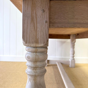 Antique English Bleached Country Oak 7ft Refectory Style Table