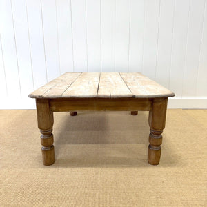 An Antique Rustic English Country Pine Scrubbed Top Coffee Table