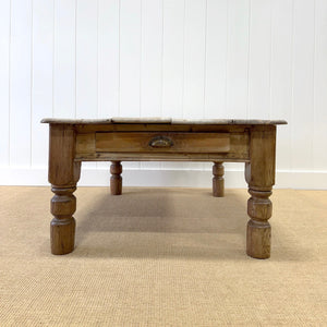 An Antique Rustic English Country Pine Scrubbed Top Coffee Table