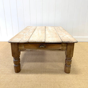 An Antique Rustic English Country Pine Scrubbed Top Coffee Table