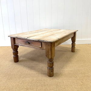 An Antique Rustic English Country Pine Scrubbed Top Coffee Table