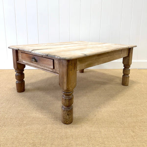 An Antique Rustic English Country Pine Scrubbed Top Coffee Table