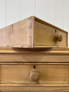 An Antique English Pine Chest of Drawers Dresser with Wooden Knobs c1890
