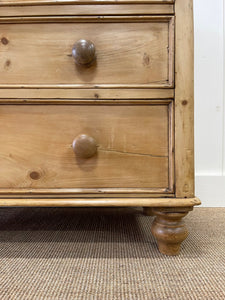 An Antique English Pine Chest of Drawers Dresser with Wooden Knobs c1890