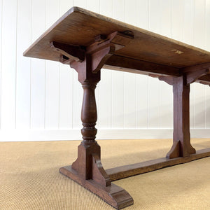 A Large Antique 10 ft English Oak Hunt Table or Console Table
