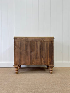 An Antique English Pine Chest of Drawers Dresser with Brass Ring Hardware  c1890