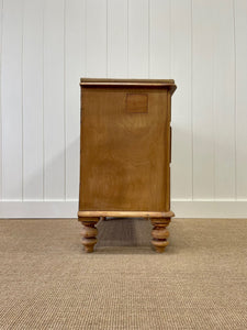 An Antique English Pine Chest of Drawers Dresser with Brass Ring Hardware  c1890