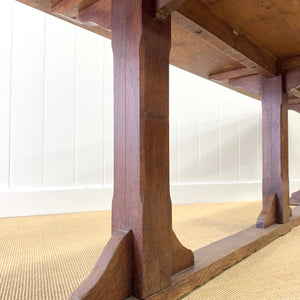A Large Antique 10 ft English Oak Hunt Table or Console Table