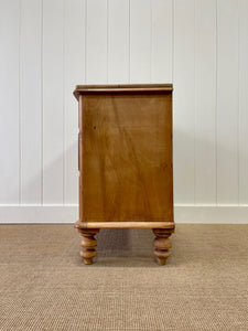 An Antique English Pine Chest of Drawers Dresser with Brass Ring Hardware  c1890