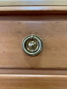 An Antique English Pine Chest of Drawers Dresser with Brass Ring Hardware  c1890