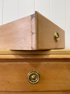 An Antique English Pine Chest of Drawers Dresser with Brass Ring Hardware  c1890