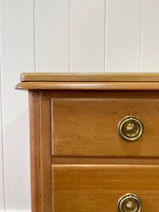 An Antique English Pine Chest of Drawers Dresser with Brass Ring Hardware  c1890