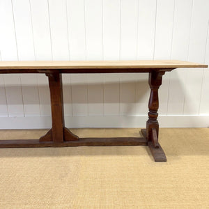 A Large Antique 10 ft English Oak Hunt Table or Console Table