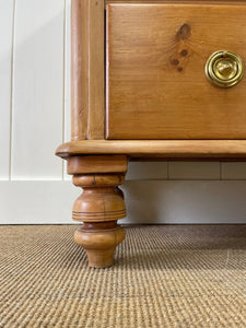 An Antique English Pine Chest of Drawers Dresser with Brass Ring Hardware  c1890