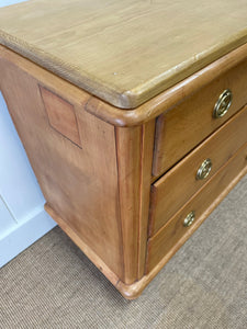 An Antique English Pine Chest of Drawers Dresser with Brass Ring Hardware  c1890