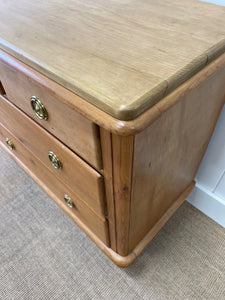 An Antique English Pine Chest of Drawers Dresser with Brass Ring Hardware  c1890