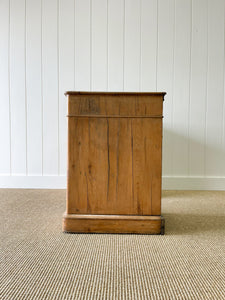 Antique English Pine Pedestal Desk with Green Leather Top c1890