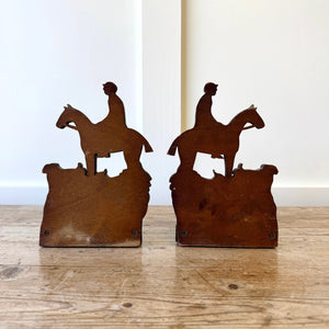 A Pair of Wooden Fox Hunt Bookends Equestrian