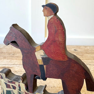 A Pair of Wooden Fox Hunt Bookends Equestrian