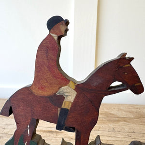 A Pair of Wooden Fox Hunt Bookends Equestrian