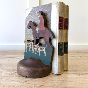 A Pair of Wooden Fox Hunt Bookends Equestrian