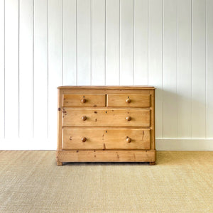 An Antique English Pine Chest of Drawers Dresser With Stile Feet c1890