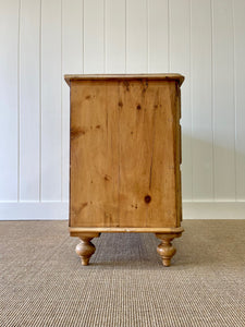 An English Pine Low Chest of Drawers Dresser with Wooden Knobs c1890