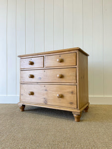 An Antique English Pine Chest of Drawers Dresser with Wooden Knobs c1890