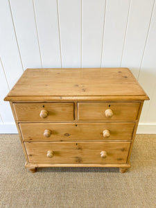 An Antique English Pine Chest of Drawers Dresser with Wooden Knobs c1890