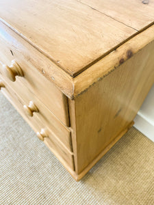 An Antique English Pine Chest of Drawers Dresser with Wooden Knobs c1890