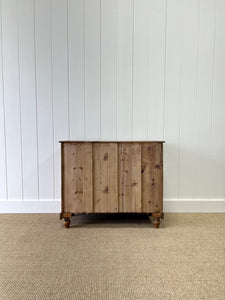 An English Pine Low Chest of Drawers Dresser with Wooden Knobs c1890