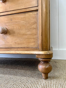 An English Pine Chest of Drawers Dresser with Wooden Knobs c1880