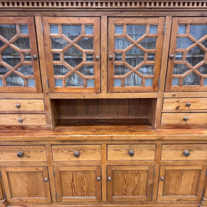 A Monumental Late 19th Century English Pine Bookcase Cabinet or Hutch