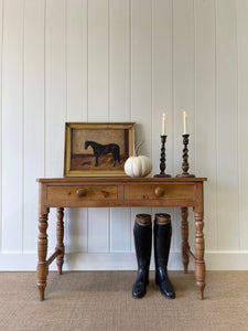 An Antique English Country Pine Console Table with Drawers c1900