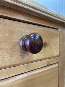 An Antique English Pine Chest of Drawers Dresser with Dark Wooden Knobs c1890